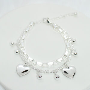 Pulsera doble dos corazones